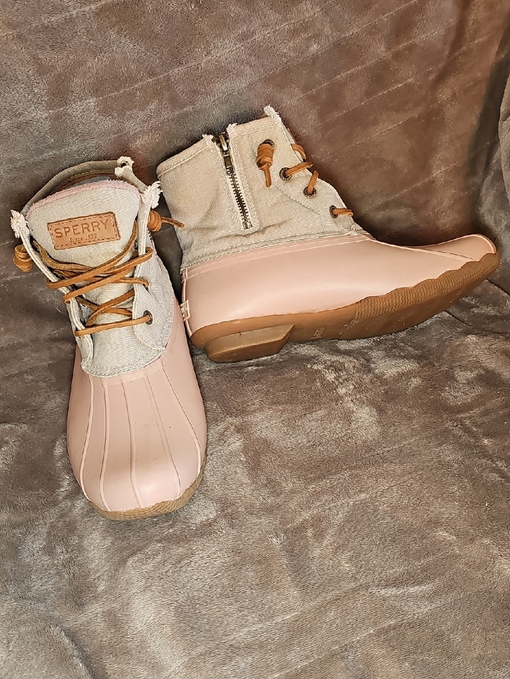 Sperry Pink Rubber-Toe Canvas Duck Boot